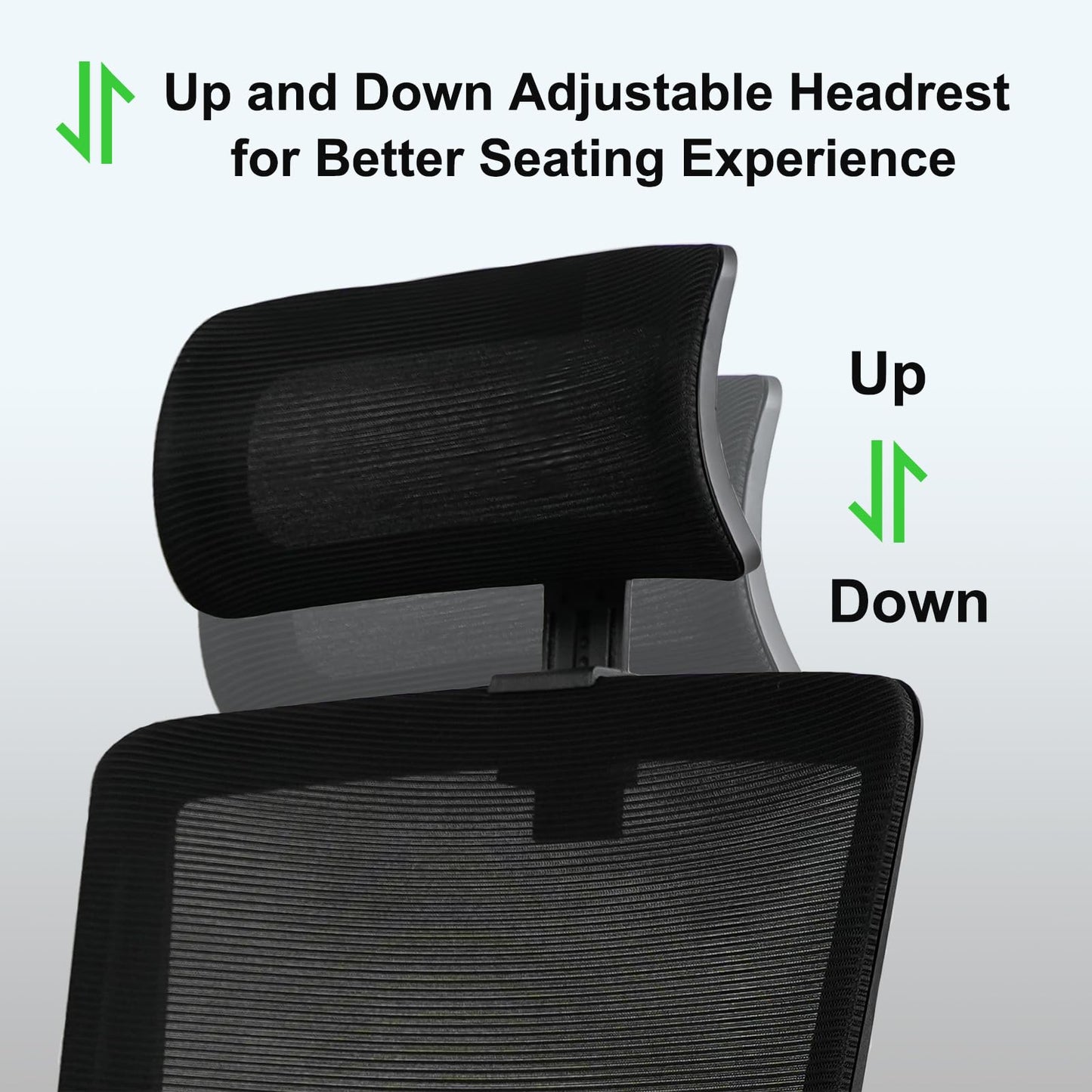 Ergonomic Office Chair,High Back Desk Chair with 3 Gear Tilting Backrest and Adjustable Headrest,400lbs Weight Capacity Integrated Metal Base with Swivel Wheels,Comfort Breathable Mesh