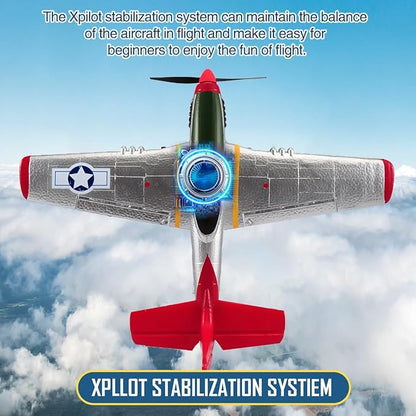 P51D Mustang RC Airplane with 6-Axis Gyro 4CH RTF Remote Control WW2 Fighter Plane 2.4GHz Anti-Jam Technology