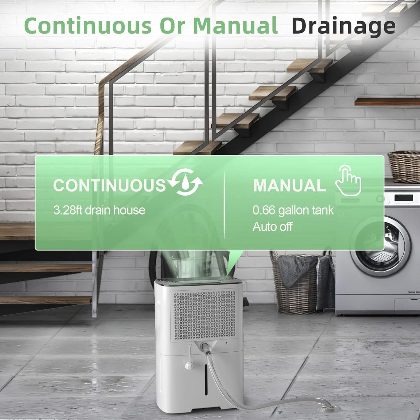 HOGARLABS Smart Dehumidifiers for Home and Basements, with 3 Working Modes, Overflow Protection, Dehumidifier with Drain Hose and Digital Control Panel. (50 Pints for basement)