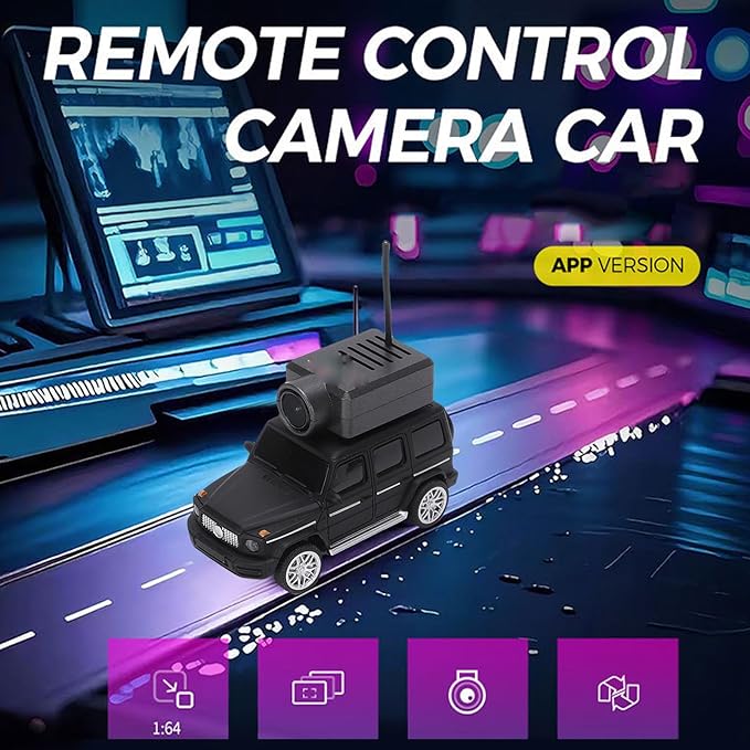 FOSA Mini RC Car 1:64 Remote Control Car with HD FPV Camera and Ambient Lights 3 Speed Modes for Indoor Racing and Social Play