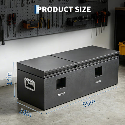 GarveeTech 56 Inch Truck Bed Tool Box, Heavy Duty Steel Truck Tool Box w/t-Handle Latch for Pickup Truck, Utility Tractor, RV, Waterproof Tool Chest for Storage & Organization, 56 × 16× 14 inch