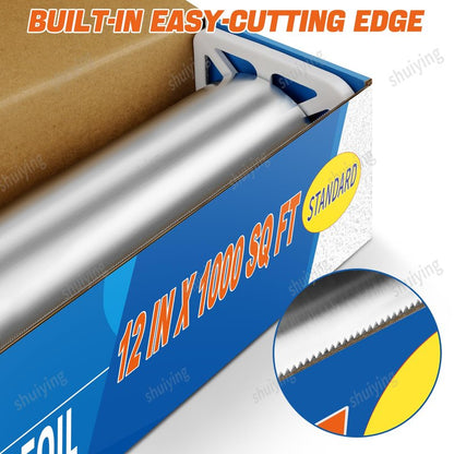 Miktomeh Standard Aluminum Foil 12" x 1000 Sq Ft - for Grilling, Baking & Cooking, Food Storage & Preservation, Commercial Use