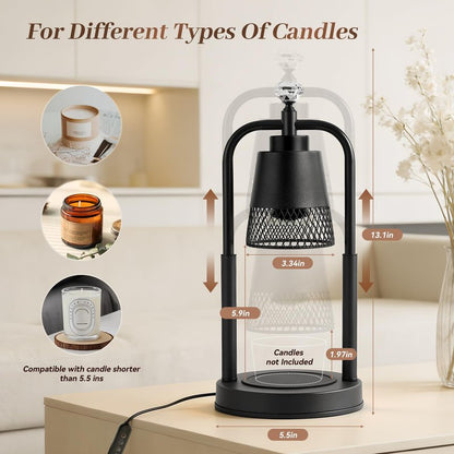 Candle Warmer Lamp with Timer Dimmer Dual Pole Height Adjustable Candle Warmer Gifts for Women Wax Melt Warmer for Scented Jar Candles Birthday Gift for Mom Mothers Day House Warming New Home Decor