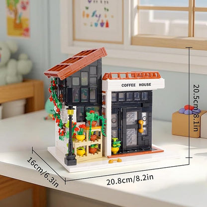 City Coffee House Building Blocks Set Openable Architecture Model Building Blocks Street View Modern Building Construction Toy 1512 PCS