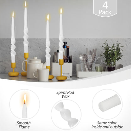 8pcs Short Taper Candle Spiral Candles,Gedengni White Candle Sticks Beige Twisted Candlesticks Swirl Tapered Candles for Home Décor Dinner Weddings Holiday Women Gifts
