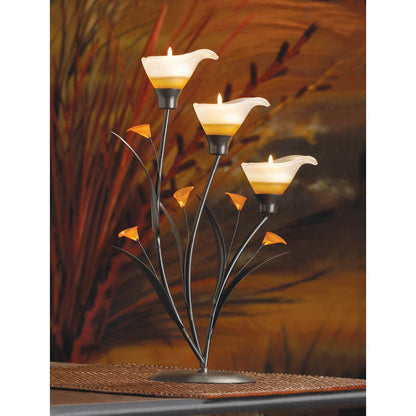 Accent Plus Candle Holder Christmas Decorations Indoor Outdoor Home Decor Valentine’s Day Amber Lilies Tabletop Christmas Candle Holder Wedding Centerpiece Tealight Candle, 9.3 X 4.75 X 13.3 Inches