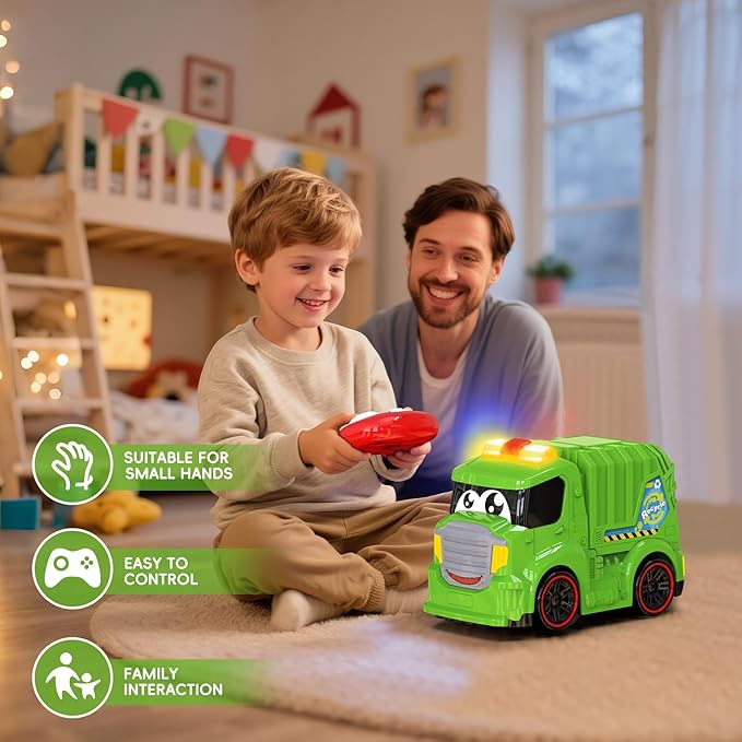 Remote Control Garbage Truck Toys for Toddlers 1-3 with Lights &amp Sounds RC Recycling Vehicle for Kids 3-8 Durable Waste Management Trash Truck for Boys &amp Girls