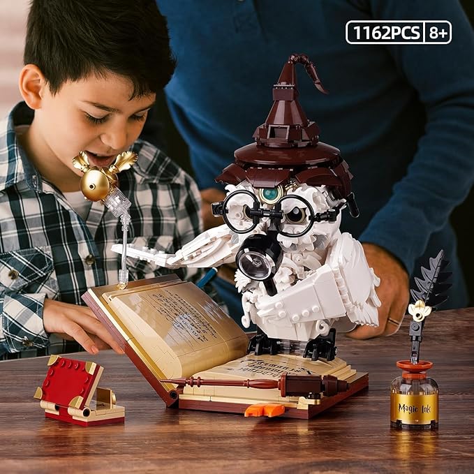 Ideas Magic World Owl Building Set Compatible with Lego Animal MOC Potter Toy with 1162 PCS Collectible Harry Bird Model with Light Effect for Adults Fans for Boys and Girls Aged 8+