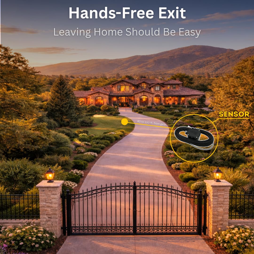 Cartell CP-4 Smart Driveway Free Exit Wand Sensor System with 100' Foot Cable for Gate Openers