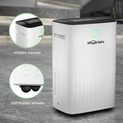 HOGARLABS Smart Dehumidifiers for Home and Basements, with 3 Working Modes, Overflow Protection, Dehumidifier with Drain Hose and Digital Control Panel. (50 Pints for basement)