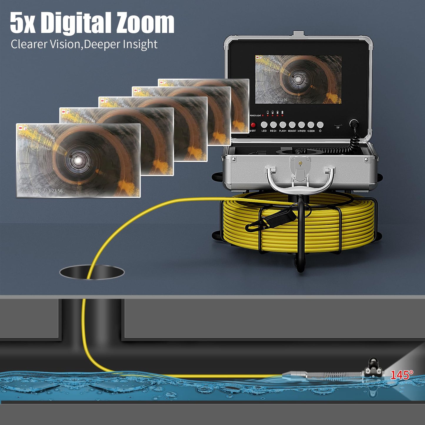 EIXAUP Sewer Camera 66 ft, 23 MM Pipe Inspection Camera with 12pcs LED Lights, 7" 1080P HD Monitor with DVR Function, IP68 Waterproof, Meter Marker, Included 32GB Card(20 m)