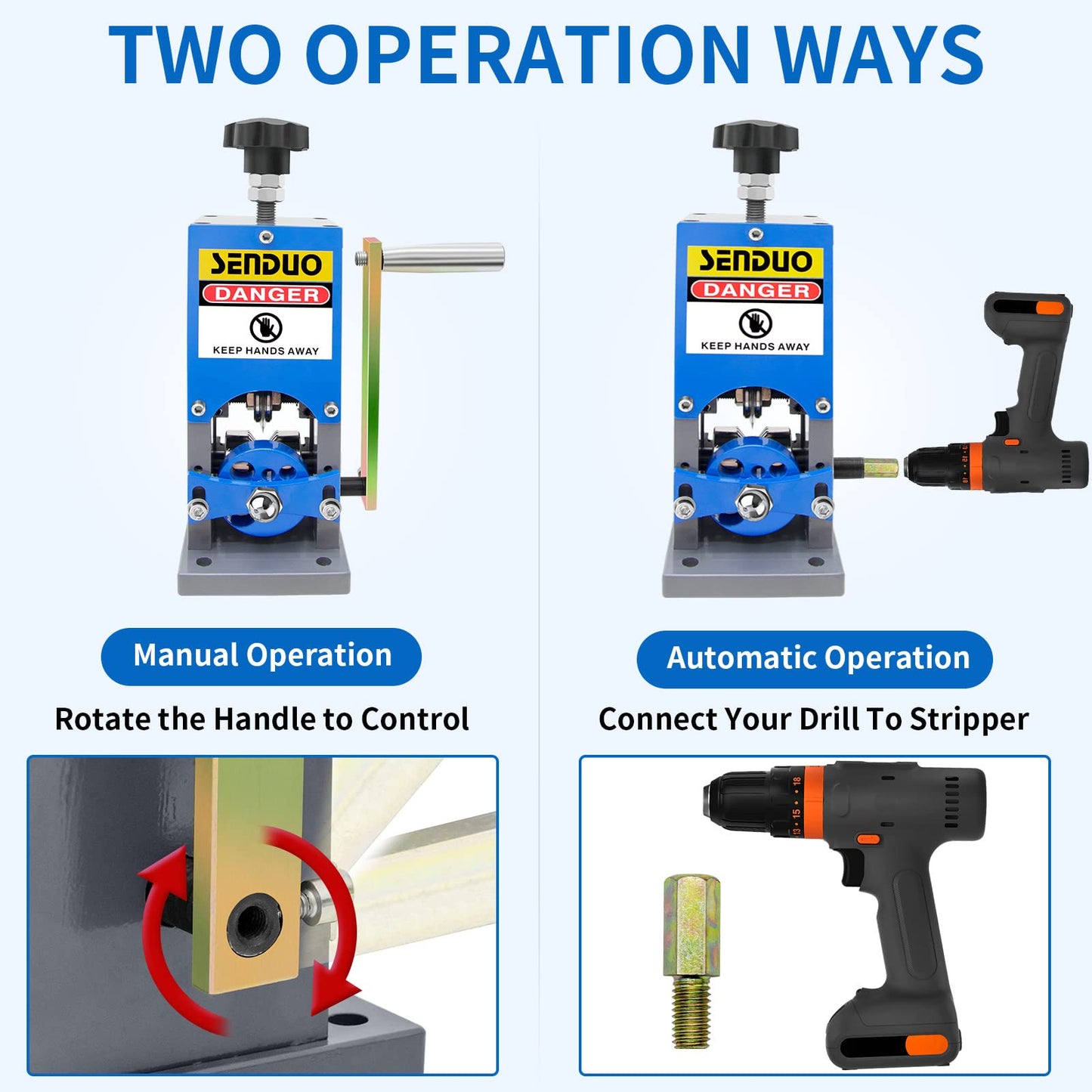 Upgraded Manual Wire Stripper Machine & Upgraded Replacement Blade，Cable Stripper Machine for Drill, Wire Stripper Tool With Hand Crank Portable,Wire Stripping Machine For Scrap Copper Recycling