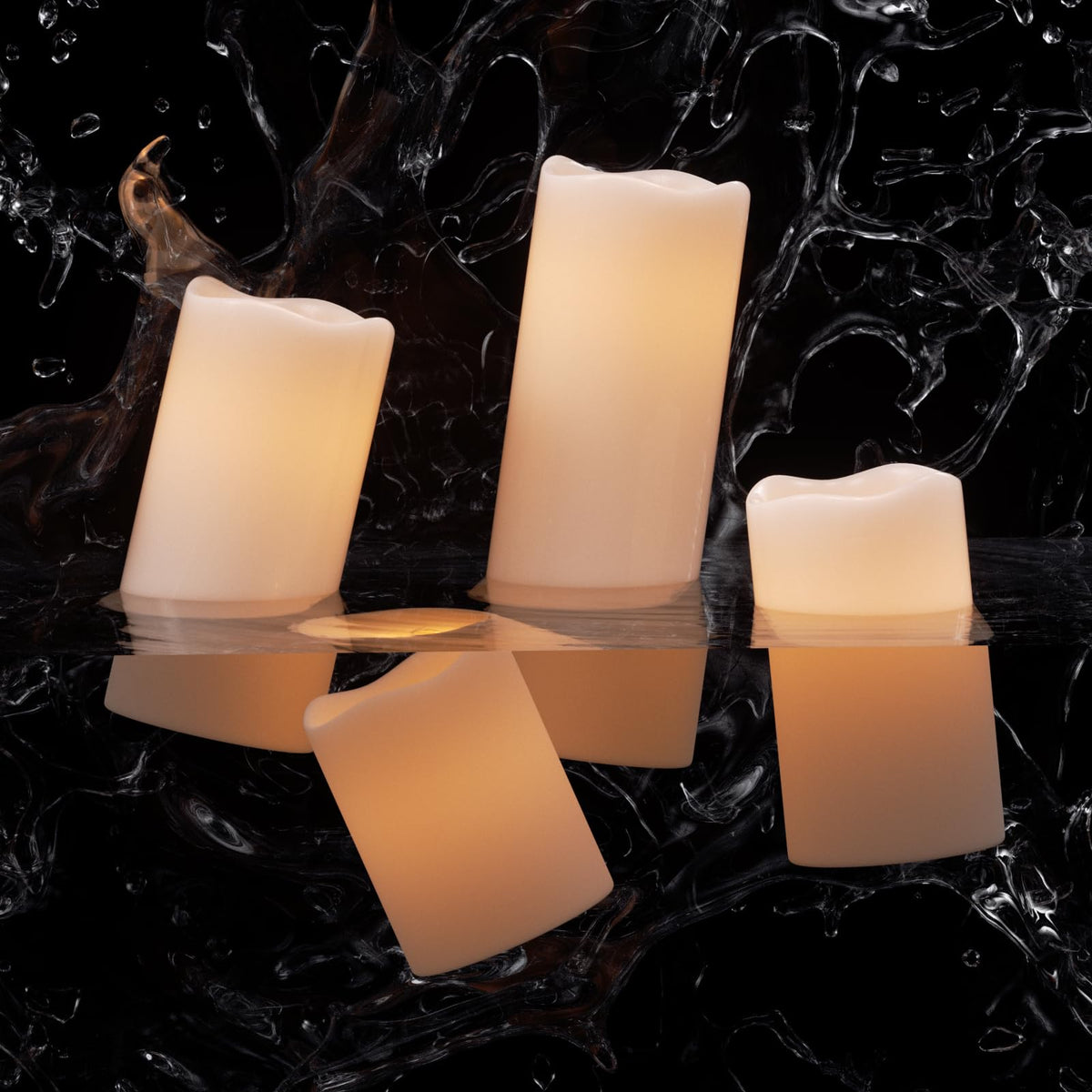 Eldnacele Waterproof Flameless Flickering Candles with Remote and Timer, Battery Operated LED Pillar Candles Indoor Outdoor White Plastic Candle Pack of 4 Wedding Dinner Home Decor, D3 x H4 5" 6" 8"