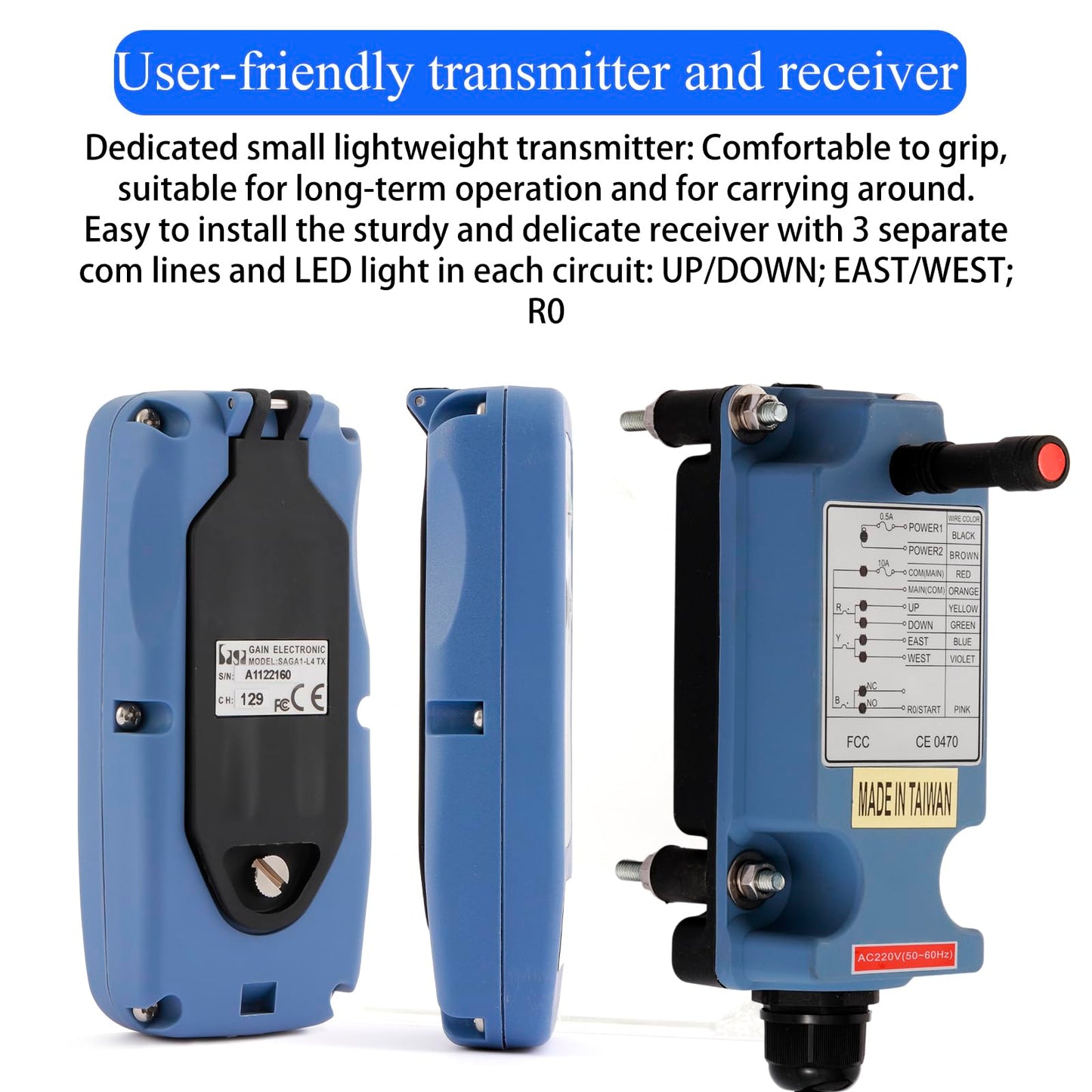 SAGA-L6 Mini Wireless Crane Remote Control 2 Transmitters 12-24V Receiver