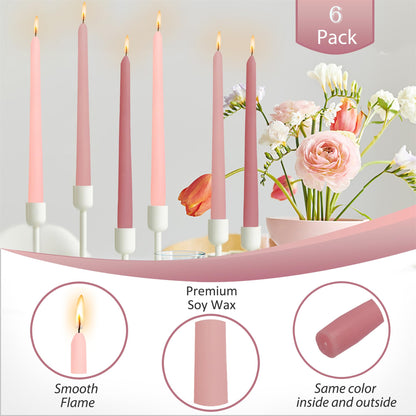 Gedengni Scented Candle Taper Candlesticks,10 Inches Pink Tapered Candles Rose Candle Sticks Colorful Candlestick for Wedding Home Party Dinner,Pack of 6 (8D6PC-PIKMIX)