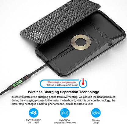 Wireless car Charger Charging pad,POLMXS No-Slip Wireless Phone Charger for car Cell Phone Cordless Charging mat Compatible with iPhone 16/15/14/13/12 Galaxy S23 S22 S21 Note10(C17)