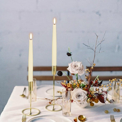 GenSwin LED Taper Candles, Flameless Taper Candles Battery Operated with Remote Timer, Set of 2 Real Wax White Flameless Candlesticks with 3D Flickering Flame for Home Wedding Decor (0.78” x 9.84”)