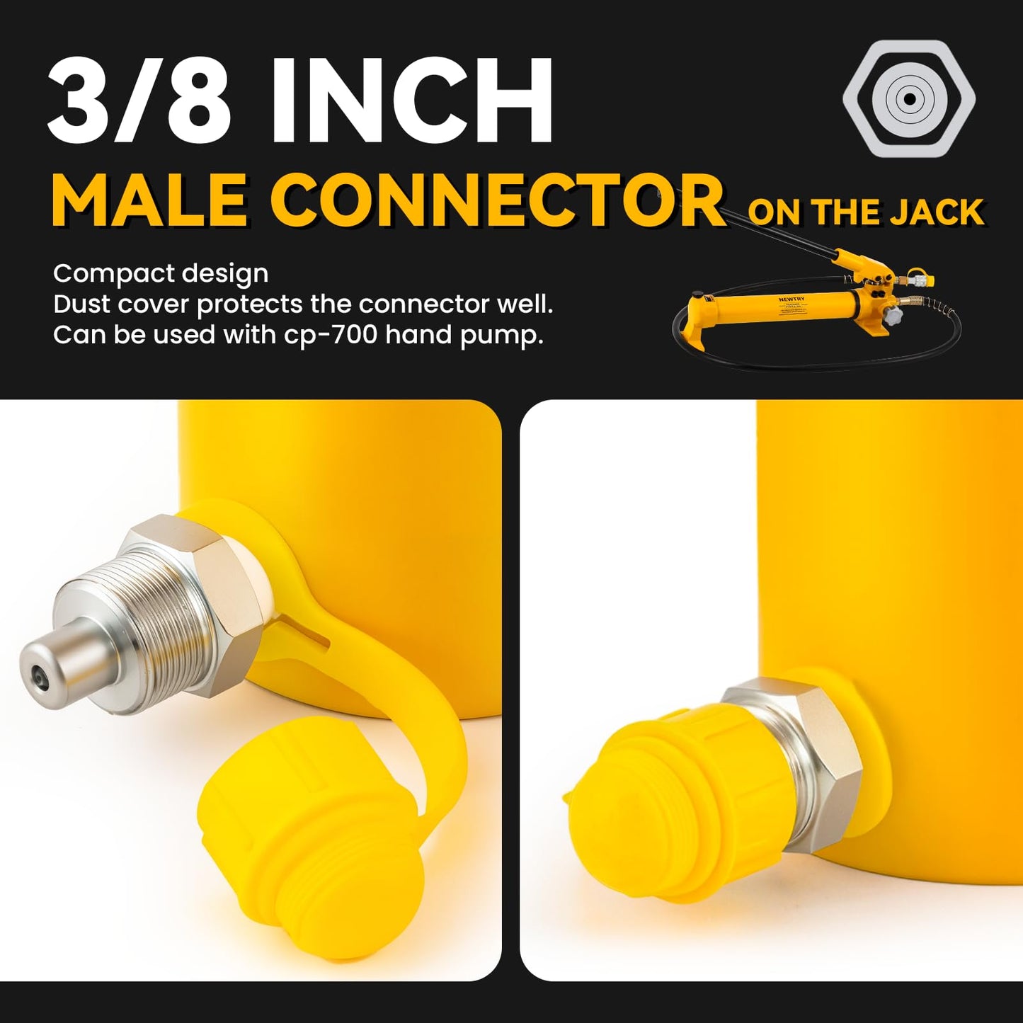 NEWTRY 20 ton Hydraulic Jack Cylinder Long Jack 6” Stroke Portable Hydraulic Ram Industrial Lifting Jack Porta Power Retract Automatically