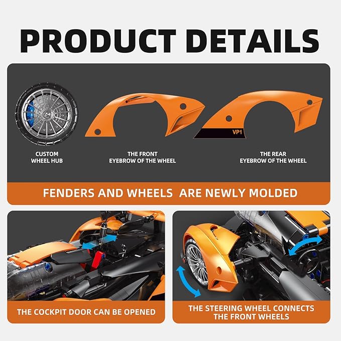 Remote Control Building Car 1:14 Solus GT Construction Toy Compatible with Technic Car Collectible Gifts for 10-16 Year Olds and Adults (817pcs)