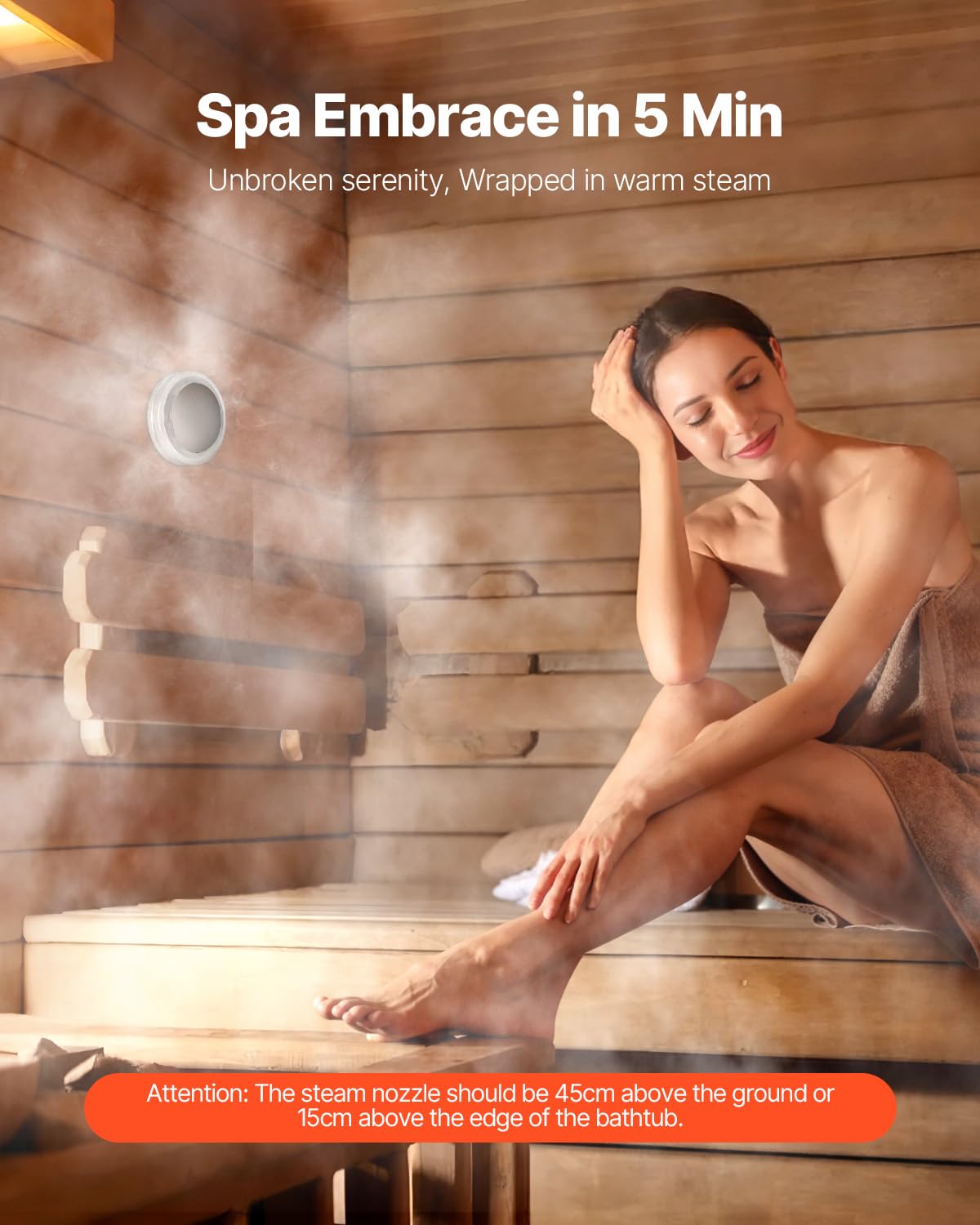 VEVOR Steam Generator, 7.5 kW Steam Shower System with Controller for Home Sauna & Spa, Commercial Auto Drain Kit with Overheat, Dry-Run & Overpressure Protection, 10min to 24h Timer, Black