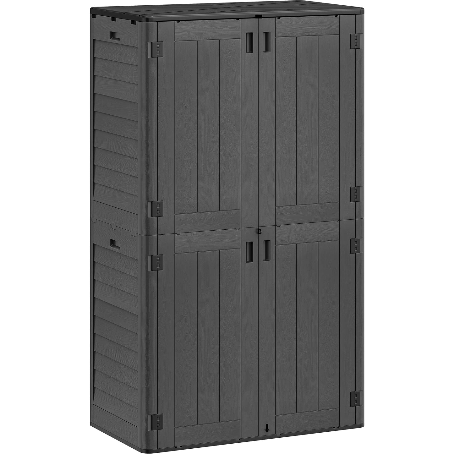 YITAHOME 60 cuft Vertical Outdoor Storage Shed w/o Shelf, Large Waterproof Storage Cabinet for Garden Shed, Tall Outdoor Storage Shed for Garage, Pool Storage, Resin, Lockable, Dark Gray