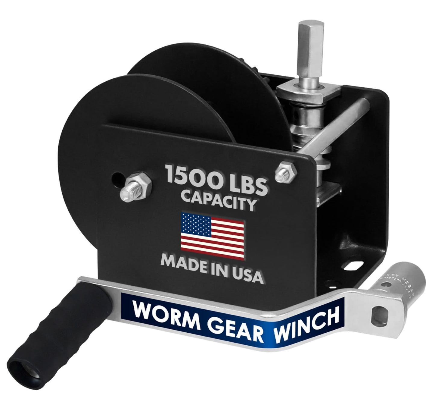 Dutton-Lainson Company - Worm Gear Winch (WG1500HEX) with 5/8" Hex Drive - Rust-Resistant Finish for Heavy Equipment, Lifting and Trailers - 1500 lb Capacity, 40:1 Gear Ratio, Drill or Manual Use