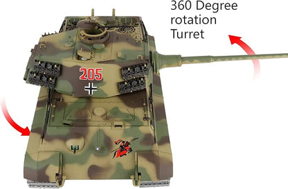 Modified Edition 1/16 2.4ghz Remote Control German King Tiger Henschel Tank Model(360-Degree Rotating Turret)(Steel Gear Gearbox)(3800mah Battery)(Metal Tracks &ampSprocket Wheel &amp Idle Wheel)