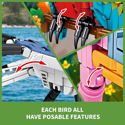 KAZI Bird Building Toy SetParrotPeacockFun Building Blocks for Kids Ages 8 and UpBuild and Display Birds Model for Bird EnthusiastsEaster Basket StuffersGift for Birds LoversParty Favors