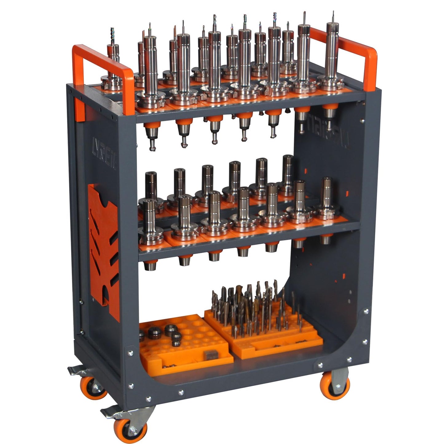 LYREIGN BT50 CNC Tool Holder Transfer Cart, Multi-Function Workshop Trolley with Wheels, Tool Holder Station for Storehouse, Factory, Garage