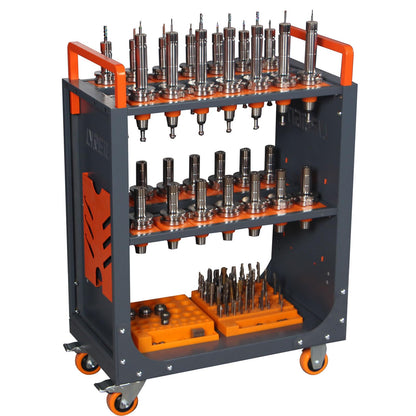 LYREIGN BT50 CNC Tool Holder Transfer Cart, Multi-Function Workshop Trolley with Wheels, Tool Holder Station for Storehouse, Factory, Garage