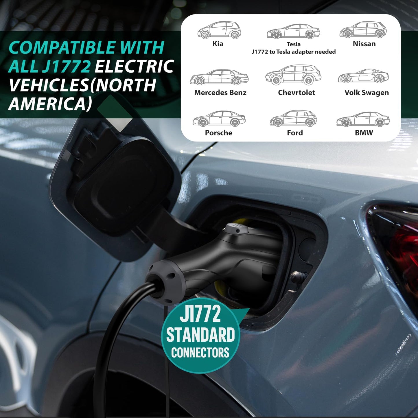 AIMILER Level 2 Electric Vehicle (EV) Charger(WIFI APP/Plug-play), 32A, 25ft Cable ETL Certified, 220V-240V NEMA 14-50P Plug EVSE w/ J1772 Connector, Portable EV Car Charging Stations for Home Level 2