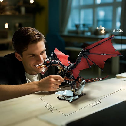 Ideas fire Dragon Building SetCompatible with Mainstream Brands Adults Collectible MOC Dragon Model STEM Toy for Fans Home DecorCreative Gift for Kids Boys &amp Girls 8-16 (1018 PCS)