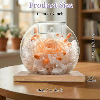 Champagne Forever Flowers Scented Candle in Glass Dome-Long Lasting Aroma Home Decor | Unique Birthday Gift for Women, Mom, Girlfriend, Wife | Ideal for Mother's Day, Valentine's Day, Christmas