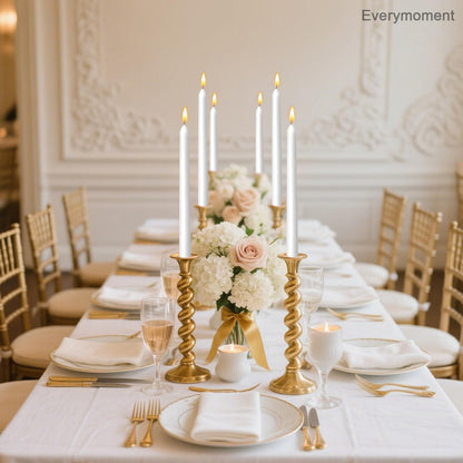 Everymoment White Taper Candles - 4 Pack 10 Inch Candlesticks - Dripless & Smokeless for 8 Hours - Unscented Paraffin Wax - Perfect for Wedding Christmas Halloween Holiday Dinner Table & Home Decor