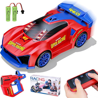 3 IN 1 Remote Control Car with Infrared Gun 1: 24 Parent-Child Drift RC Car 2.4GHz Stunt Toys with Shooting Game 2 Rechargeable Charge Battery Birthday Gifts for Kids Boys Girls Age 6-12 (Red)