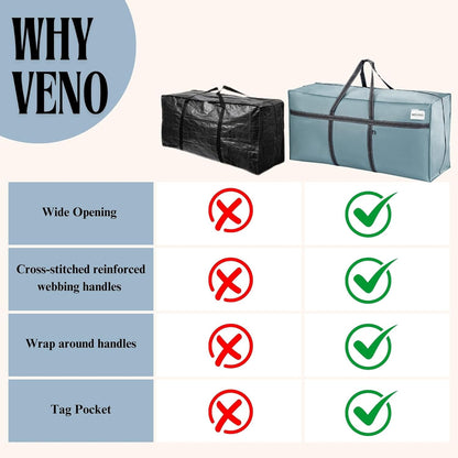 VENO Extra Large Moving Bags - Heavy Duty Storage Solution for College & Holiday Packing | Light Blue Matte, 2 Pack