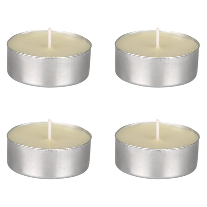 Mega Candles 4 pcs Unscented Oversize Ivory Tea Lights Candles, Pressed Wax Candle 12 Hour Burn Time, Home Décor, Wedding Receptions, Occasions, Events, Meditations, Tranquility, Spa