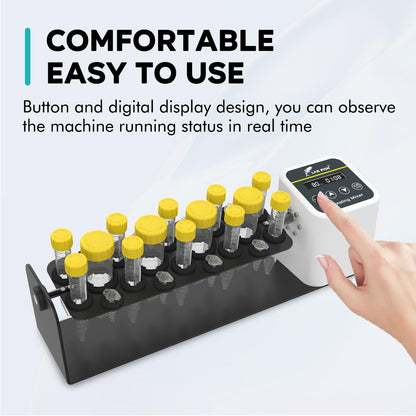 LAB FISH Digital Long Axis Rotating Mixer Shaker Chemical Tube Mixer Adjustable Speed 20-80RPM Timer 1min-23h59min & Continuous Mode for 2/5/10/15/50ml Test Tubes
