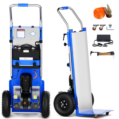 Electric Stair Climbing Dolly, 880lbs Capacity Stair Climbing Hand Trucks, 1200W Powered Electric Dolly Heavy Duty Cart, with Folding Handle & Solid Wheel & 4M Safety Rope