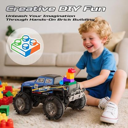 DEERC BG028 Amphibious RC Monster Truck/Boat IPX7 Waterproof Remote Control Car W/Gesture Sensing Control 2.4GHz 4WD RC Car W/ 360°RotationLED Light40mins Play RC Truck Toys for Kids Boys 6-12