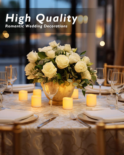 Homemory 24Pack Flickering Flameless Votive Candles,200+Hour Electric Fake Candles,Battery Operated LED Tealight for Wedding,Table,Outdoor,Halloween,Christmas Decoration-Amber Yellow