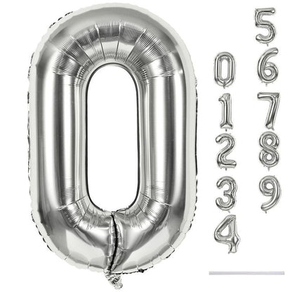 40 Inch Silver Foil Balloon Number 0, Giant Self Inflating Number Balloons 0-9 for Men Women, Digital 0 Helium Balloons Set for Girls Boys 4th Birthday Anniversary New Year Party Decorations Supplies