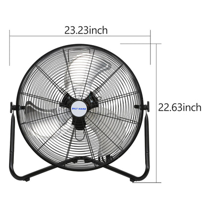 BILT HARD 20" High Velocity Floor Fan, 4600 CFM 3-Speed Industrial Shop Fan with Wall-Mounting System, Heavy Duty Metal Fan for Garage Workshop and Warehouse, 2 Pack