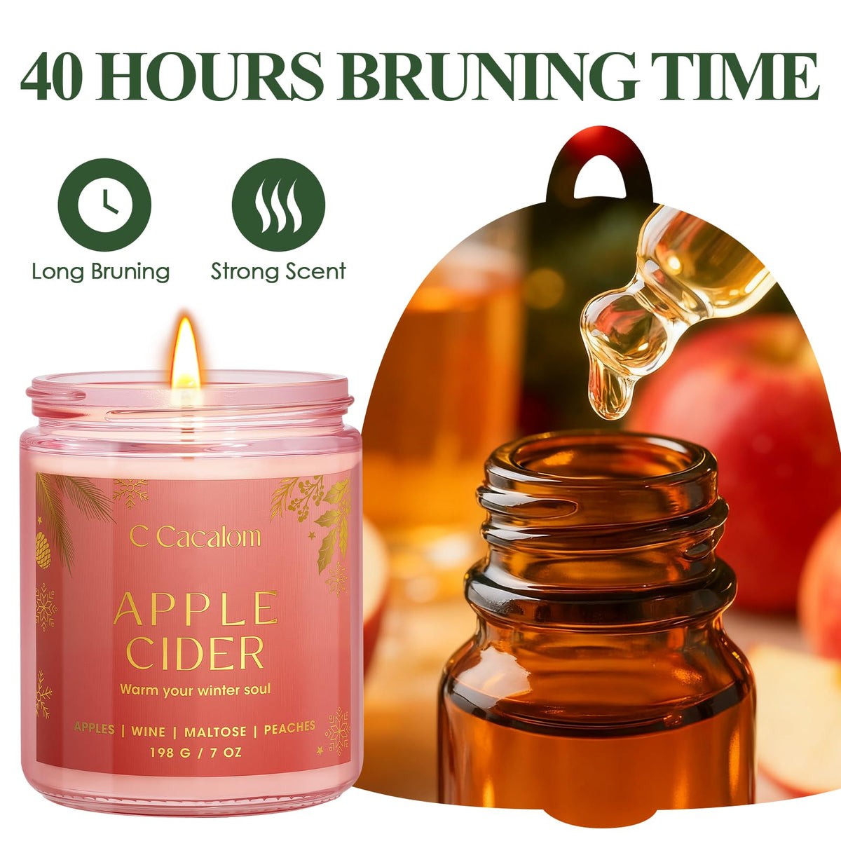 Winter Scented Candles, Holiday Candles for Home, Aromatherapy Soy Candles Gifts Set for Women Men, Vanilla/Fir/Apple Cider/Winter Holiday
