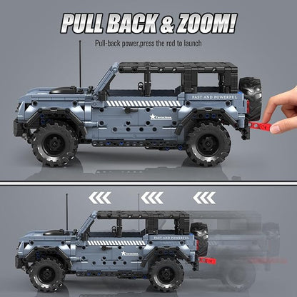 Mould King 15085 Off-Road Vehicle Building Sets Pull Back &amp Launch Car Building Blocks Kit Collectible Car Model Toy for Adults Teens 12+ (828 Pieces)