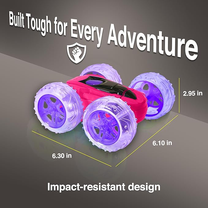Contixo SC3 RC Stunt Car Pink 2.4GHz 4WD Double-Sided 360° Rotating flip Racer Remote Control Toy Cars with LED Lights for Kids Girls Boys Age 4-12 Birthday Gift