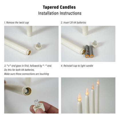 WYZworks 60 Pack, 11" LED Flameless Ivory Real Wax Taper Flickering Candles Lights, Battery Operated Candlesticks for Holiday Christmas Valentine Menorah Candelabra Home Wedding Window Décor