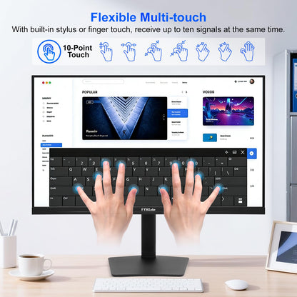 FYHXele 32 Inch Large Touchscreen Monitor QHD 1440P 100Hz,USB-C, HDMI, Displayport,Height/Swivel/Tilt/Rotating Adjustable Stand, IPS Multi-Touch PC Monitor for mall, Office, Gaming