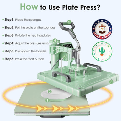 Seeutek Heat Press Machine 15x15 Inch, 5 in 1 Swing Away Sublimation Heat Transfer Press with 20oz & 30oz Tumbler Attachments for T-Shirts, Mugs, Hats & Plates, Green