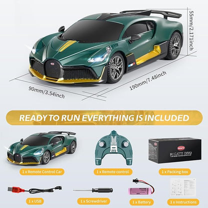 MIEBELY Remote Control Car - 1/24 Scale Fast Rc Race Car Bugatti Divo 3.7V 500 mAh Toys with Headlight Racing Hobby Model Birthday Ideal Gifts for Adults Kids Boys Age 6 7 8 9 Year Old